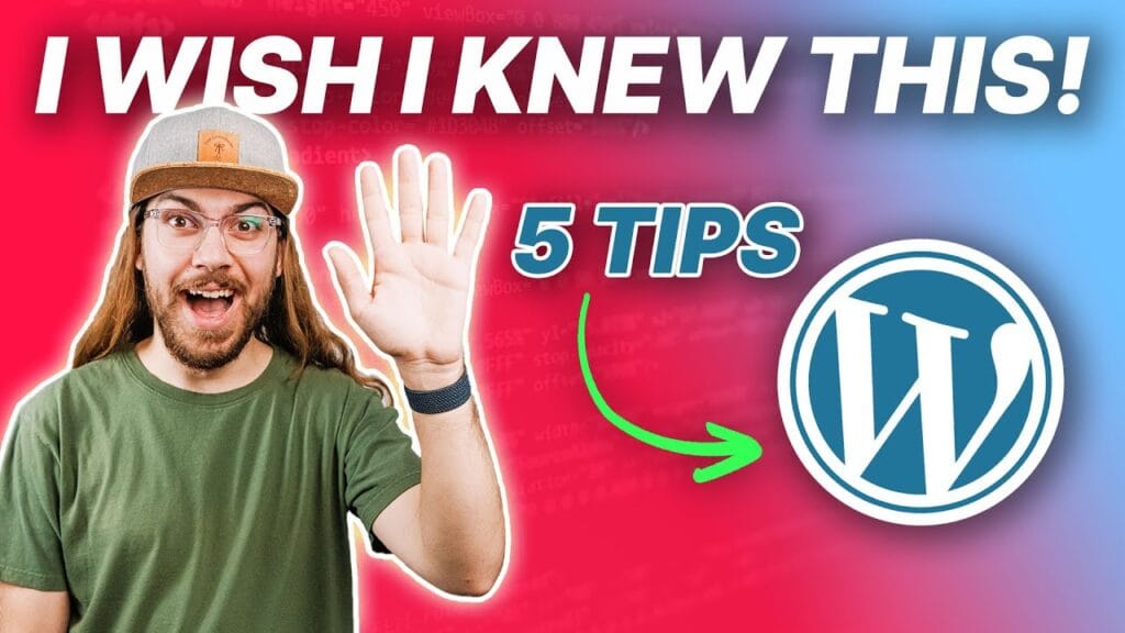 5 WordPress tips with enthusiastic person waving