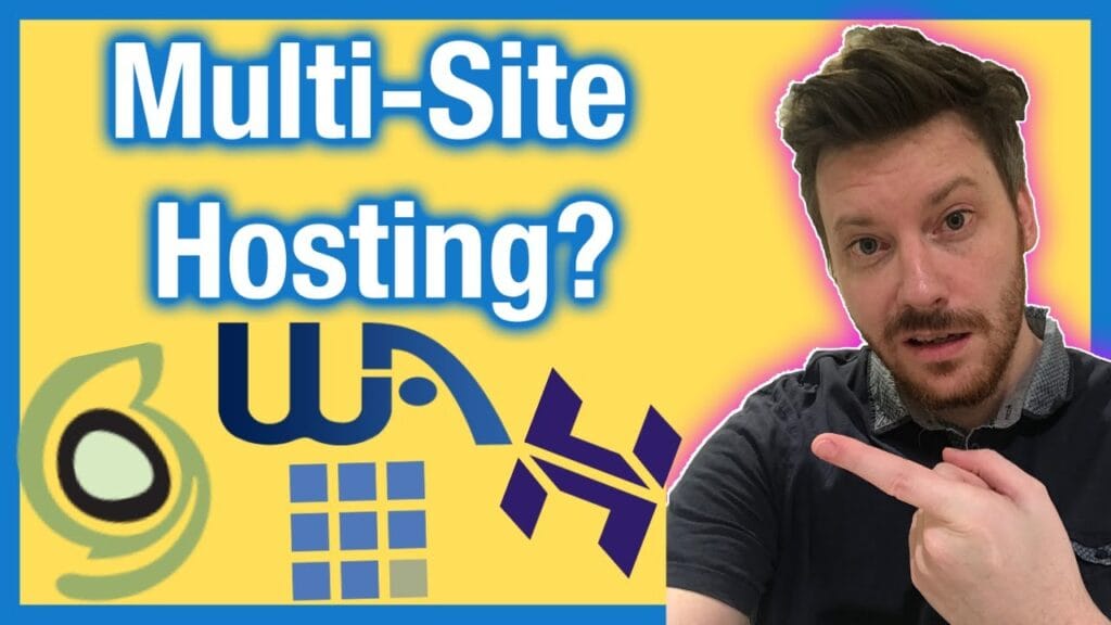 Multi-site hosting options displayed with person pointing